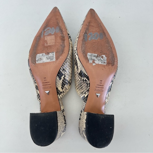 SCHUTZ Dauani Houndstooth Snake Print Leather Slip-on Pointed Toe Mule Pump Sz 8 - Picture 9 of 11
